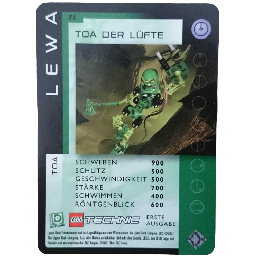 Visuel indicatif Rebrickable de Carte à collectionner, Bionicle Jeu: QftM - 71 Toa - Lewa - Toa of Air (Trading Card, Bionicle Game: QftM - 71 Toa - Lewa - Toa of Air)