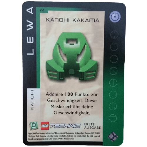 Visuel indicatif Rebrickable de Carte à collectionner, jeu Bionicle: qftm - 72 grands masques - lewa - kanohi kakama (Trading Card, Bionicle Game: QftM - 72 Great Masks - Lewa - Kanohi Kakama)
