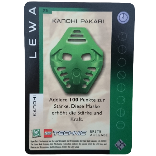 Visuel indicatif Rebrickable de Carte à collectionner, jeu Bionicle: qftm - 73 grands masques - lewa - kanohi pakari (Trading Card, Bionicle Game: QftM - 73 Great Masks - Lewa - Kanohi Pakari)