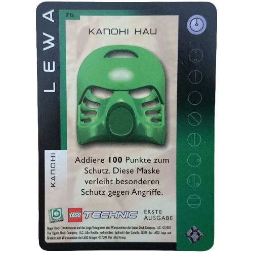 Visuel indicatif Rebrickable de Carte à collectionner, Bionicle Jeu: QftM - 76 Grands Masques - Lewa - Kanohi Hau (Trading Card, Bionicle Game: QftM - 76 Great Masks - Lewa - Kanohi Hau)