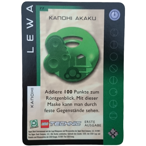 Visuel indicatif Rebrickable de Carte à collectionner, jeu Bionicle: qftm - 77 grands masques - lewa - kanohi akaku (Trading Card, Bionicle Game: QftM - 77 Great Masks - Lewa - Kanohi Akaku)