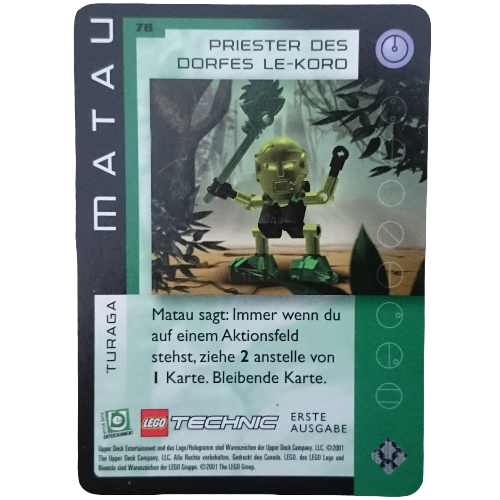 Visuel indicatif Rebrickable de Carte à collectionner, Bionicle Jeu: QftM - 78 Turaga - Matau - Chef du Village Le-Koro (Trading Card, Bionicle Game: QftM - 78 Turaga - Matau - Chief of Le-Koro Village)