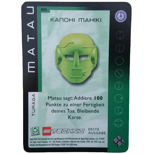 Visuel indicatif Rebrickable de Carte à collectionner, Bionicle Jeu: QftM - 80 Turaga - Matau - Kanohi Mahiki (Trading Card, Bionicle Game: QftM - 80 Turaga - Matau - Kanohi Mahiki)