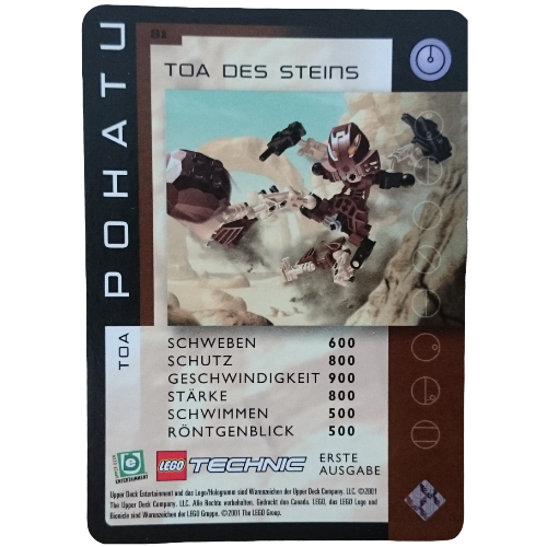 Visuel indicatif Rebrickable de Carte à collectionner, jeu Bionicle: qftm - 81 toa - pohatu - toa de pierre (Trading Card, Bionicle Game: QftM - 81 Toa - Pohatu - Toa of Stone)