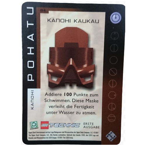 Visuel indicatif Rebrickable de Carte à collectionner, Bionicle Jeu: QftM - 84 Toa - Grands Masques - Pohatu - Kanohi Kaukau (Trading Card, Bionicle Game: QftM - 84 Toa - Great Masks - Pohatu - Kanohi Kaukau)
