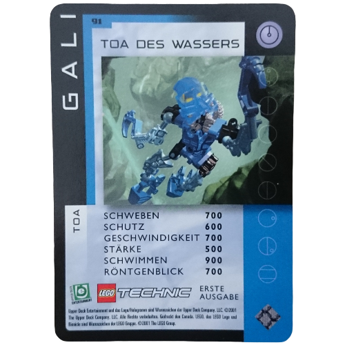 Visuel indicatif Rebrickable de Carte à collectionner, jeu Bionicle: qftm - 91 toa - gali - toa d'eau (Trading Card, Bionicle Game: QftM - 91 Toa - Gali - Toa of Water)