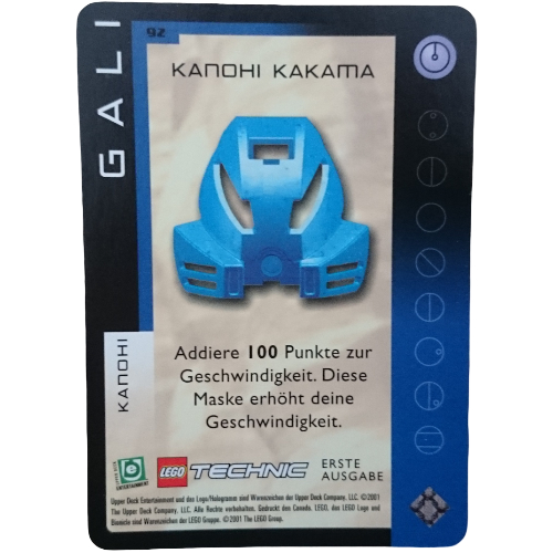 Visuel indicatif Rebrickable de Carte à collectionner, jeu Bionicle: qftm - 92 grands masques - gali - kanohi kakama (Trading Card, Bionicle Game: QftM - 92 Great Masks - Gali - Kanohi Kakama)