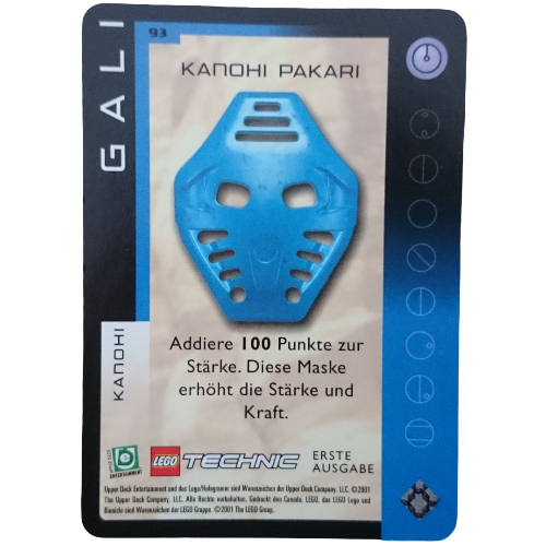 Visuel indicatif Rebrickable de Carte à collectionner, Bionicle Jeu: QftM - 93 Grands Masques - Gali - Kanohi Pakari (Trading Card, Bionicle Game: QftM - 93 Great Masks - Gali - Kanohi Pakari)