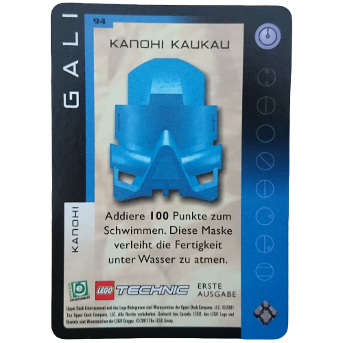 Visuel indicatif Rebrickable de Carte à collectionner, Bionicle Jeu: QftM - 94 Grands Masques - Gali - Kanohi Kaukau (Trading Card, Bionicle Game: QftM - 94 Great Masks - Gali - Kanohi Kaukau)