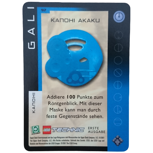 Visuel indicatif Rebrickable de Carte à collectionner, jeu Bionicle: qftm - 97 grands masques - gali - kanohi akaku (Trading Card, Bionicle Game: QftM - 97 Great Masks - Gali - Kanohi Akaku)