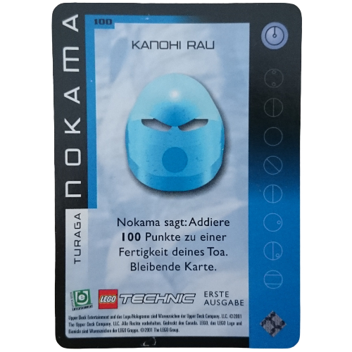 Visuel indicatif Rebrickable de Carte à collectionner, Bionicle Jeu: QftM - 100 Turaga - Nokama - Kanohi Rau (Trading Card, Bionicle Game: QftM - 100 Turaga - Nokama - Kanohi Rau)