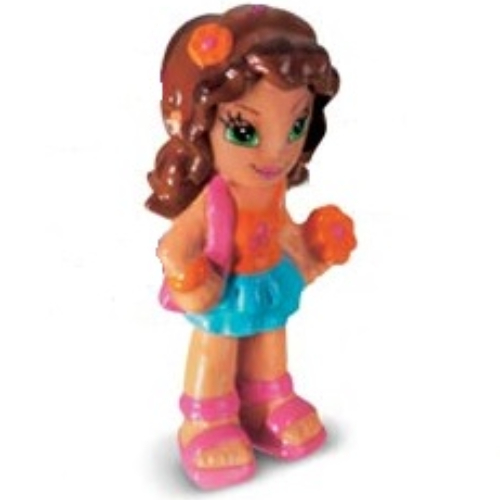 Visuel indicatif Rebrickable de Clikits figurine, Marguerite, cheveux bruns, dessus orange, vert d’eau Jupe, Sandales rose foncé (Clikits Figure, Daisy, Brown Hair, Orange Top, Aqua Skirt, Dark Pink Sandals)