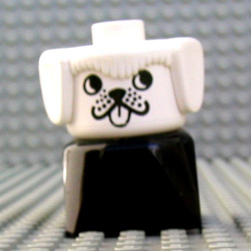 Visuel indicatif Rebrickable de Duplo 2 x 2 x 2 figurine brique tôt, chien, tête blanche, à la recherche à gauche imprimé (Duplo 2 x 2 x 2 Figure Brick Early, Dog, White Head, Looking Left Print)