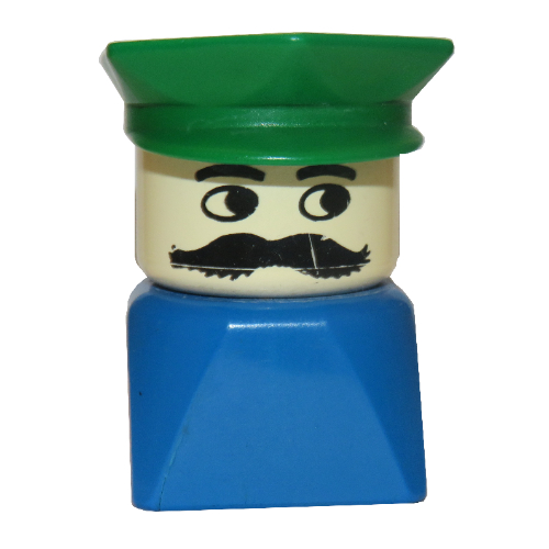 Visuel indicatif Rebrickable de Duplo 2 x 2 x 2 figurine brique tôt, chapeau de police vert, motif imprimé moustache (Duplo 2 x 2 x 2 Figure Brick Early, Police Hat Green, Moustache Print)