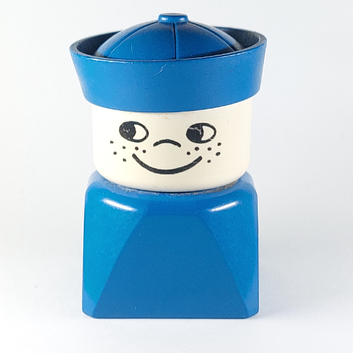 Visuel indicatif Rebrickable de Duplo 2 x 2 x 2 figurine brique tôt, chapeau de marin bleu, taches de rousseur motif imprimé (Duplo 2 x 2 x 2 Figure Brick Early, Sailor Hat Blue, Freckles Print)