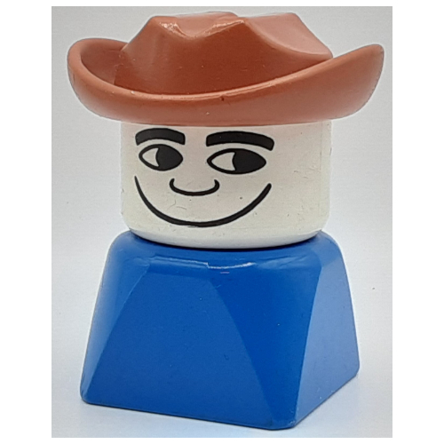 Visuel indicatif Rebrickable de Duplo 2 x 2 x 2 figurine brique tôt, chapeau de cow-boy Fabuland brun, à la recherche de motif imprimé à gauche (Duplo 2 x 2 x 2 Figure Brick Early, Cowboy Hat Fabuland Brown, Looking Left Print)