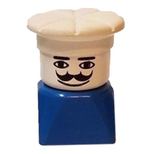 Visuel indicatif Rebrickable de Duplo 2 x 2 x 2 figurine brique tôt, chapeau de chef blanc, motif imprimé moustache (Duplo 2 x 2 x 2 Figure Brick Early, Chef Hat White, Mustache Print)