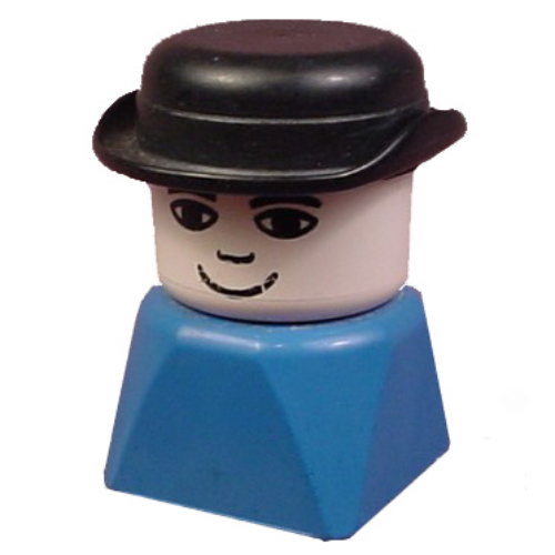 Visuel indicatif Rebrickable de Duplo 2 x 2 x 2 figurine brique tôt, chapeau melon noir (Duplo 2 x 2 x 2 Figure Brick Early, Bowler Hat Black)