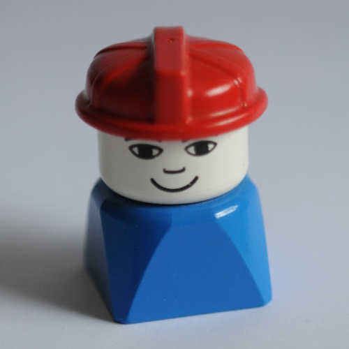 Visuel indicatif Rebrickable de Duplo 2 x 2 x 2 figurine brique tôt, casque rouge, sourire motif imprimé (Duplo 2 x 2 x 2 Figure Brick Early, Helmet Red, Smile Print)