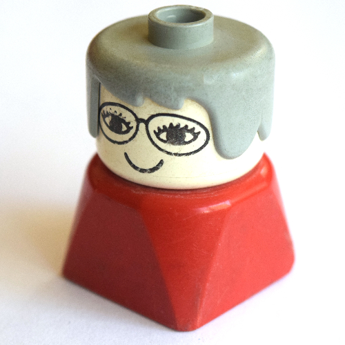 Visuel indicatif Rebrickable de Duplo 2 x 2 x 2 figurine brique Gris clair cheveux balancés précoces et longs, motif imprimé lunettes (Duplo 2 x 2 x 2 Figure Brick Early, Long Swept Hair Light Gray, Glasses Print)