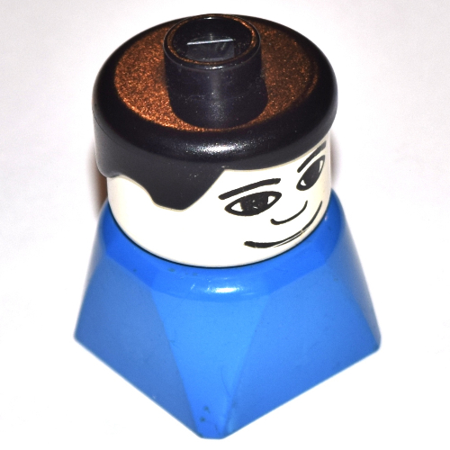 Visuel indicatif Rebrickable de Duplo 2 x 2 x 2 figurine brique tôt, cheveux soignés noir, motif imprimé grand sourire (Duplo 2 x 2 x 2 Figure Brick Early, Neat Hair Black, Wide Smile Print)