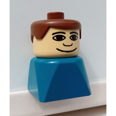 Visuel indicatif Rebrickable de Duplo 2 x 2 x 2 figurine brique Précoce, cheveux vifs bruns, motif imprimé grand sourire (Duplo 2 x 2 x 2 Figure Brick Early, Neat Hair Brown, Wide Smile Print)