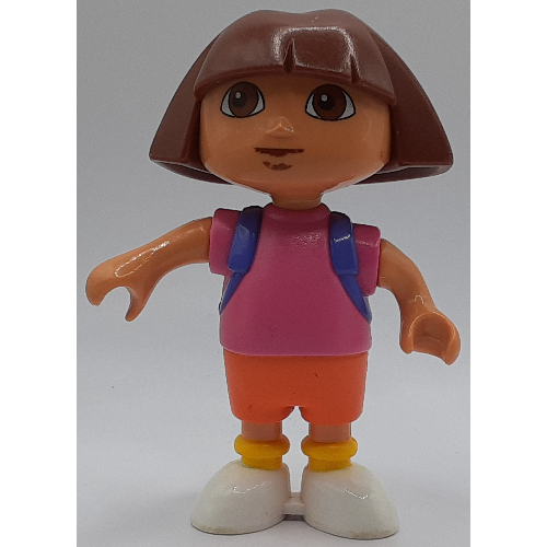 Visuel indicatif Rebrickable de Figurine Duplo Dora l'exploratrice, avec chemise rose, short orange et sac à dos violet imprimé (Duplo Figure Dora the Explorer, with Pink Shirt, Orange Shorts, and Purple Backpack Print)