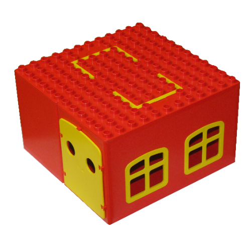 Visuel indicatif Rebrickable de Bâtiment Duplo, Maison 12 x 12 avec portes et fenêtres fixes, et poignées (Duplo Building, House 12 x 12 with Doors and Fixed Windows, and Handles)