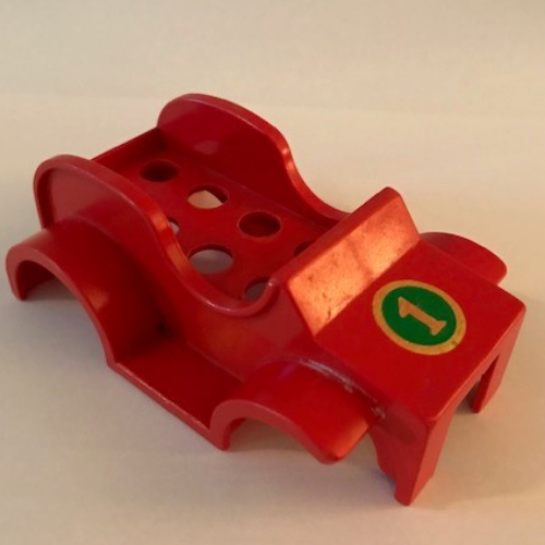 Visuel indicatif Rebrickable de Carrosserie de voiture Duplo (ancien style) avec '1' en motif imprimé cercle (Duplo Car Body (Old Style) with '1' in Circle Print)