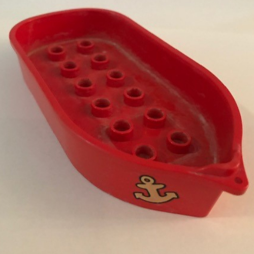 Visuel indicatif Rebrickable de Bateau Duplo avec 12 tenons et motif imprimé ancre (Duplo Boat with 12 Studs and Anchor Print)