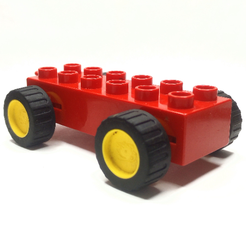 Visuel indicatif Rebrickable de Duplo Car Base 2 x 6 Moteur à traction avec roues jaunes, pneus noirs (Duplo Car Base 2 x 6 Pullback Motor with Yellow Wheels, Black Tires)