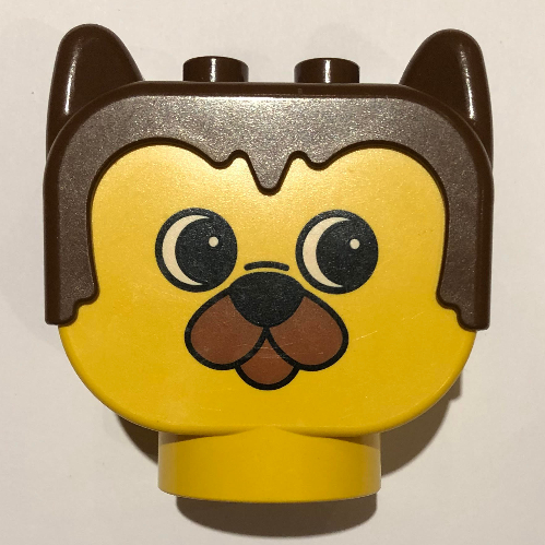 Visuel indicatif Rebrickable de Duplo tête d'animal avec des cheveux bruns, ours barnaby avec petit nez motif imprimé (Duplo Animal Head with Brown Hair, Barnaby Bear with Small Nose Print)