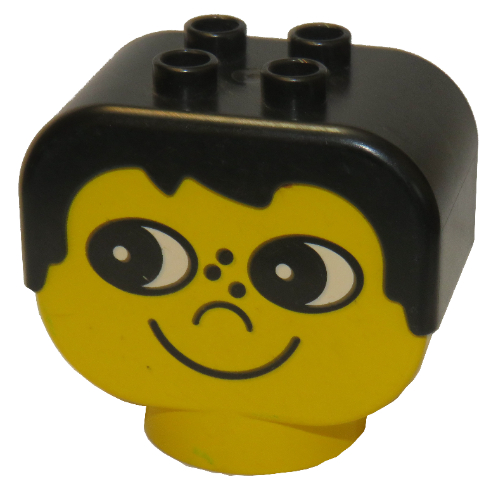 Visuel indicatif Rebrickable de Tête de Duplo brique avec cheveux noirs, rousseurs et yeux à droite (Duplo Head Brick with Black Male Hair, Freckles and Eyes Looking Right)