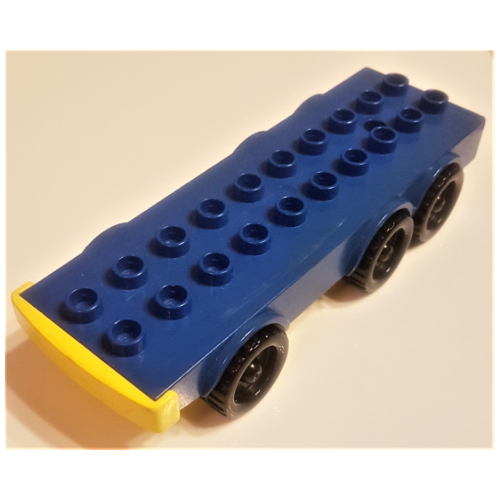 Visuel indicatif Rebrickable de Base de voiture Duplo avec six roues et 2 x 10 tenons avec garde-boue jaune (Duplo Car Base with Six Wheels and 2 x 10 Studs with Yellow Fender)