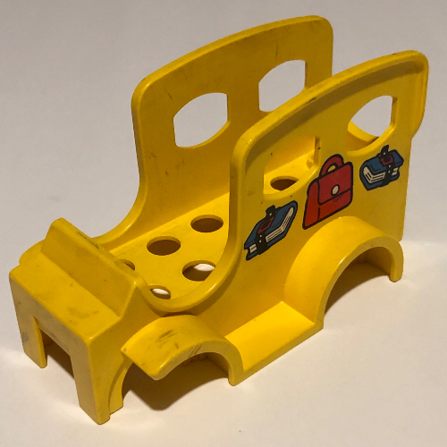 Visuel indicatif Rebrickable de Duplo car car car car school bus avec livres et sac motif imprimé (Duplo Car Body School Bus with Books and Bag Print)