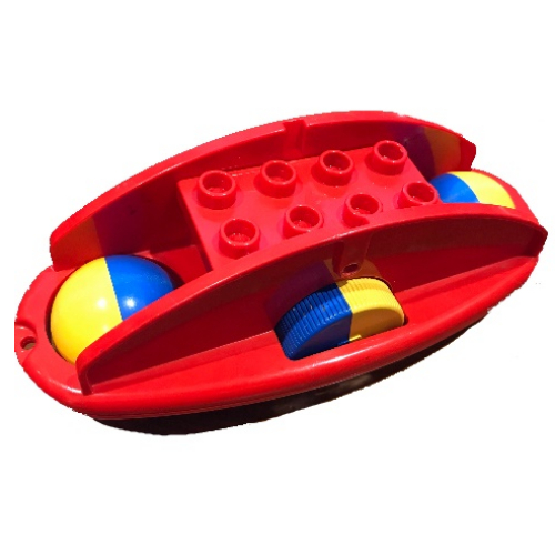 Visuel indicatif Rebrickable de Duplo hochet basculant avec des roues jaunes et bleues (Duplo Rattle Rocking Bottom with Yellow and Blue Wheels)
