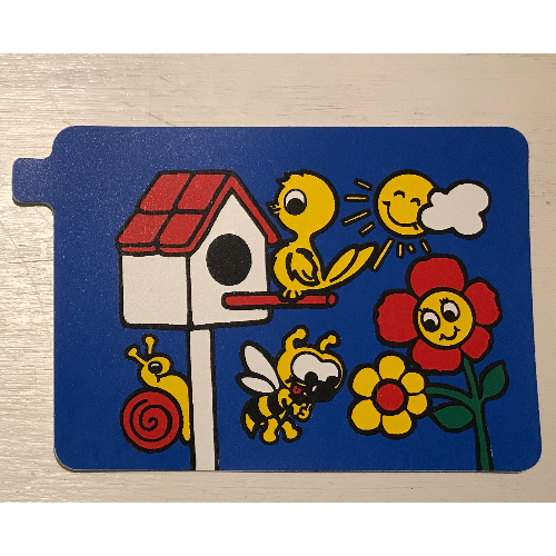 Visuel indicatif Rebrickable de Duplo glisser maison d'oiseau, oiseau, fleur et insectes motif imprimé (Duplo Slide Bird House, Bird, Flower and Insects Print)