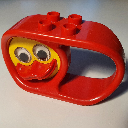 Visuel indicatif Rebrickable de Duplo hochet 2 x 6 x 3 avec poignée et visage de canard jaune (Duplo Rattle 2 x 6 x 3 with Handle and Yellow Duck Face)