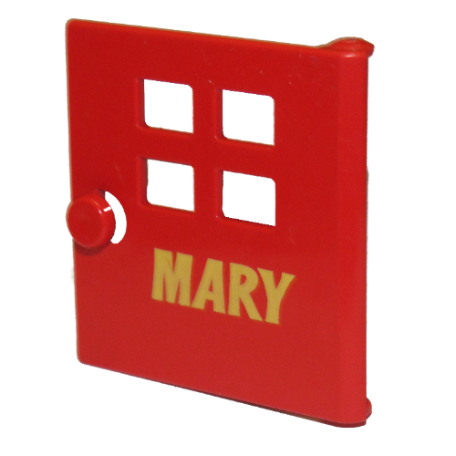 Visuel indicatif Rebrickable de Duplo porte / fenêtre avec quatre fenêtres étroites et motif imprimé 'MARY' (Duplo Door / Window with Four Windows Narrow and 'MARY' Print)