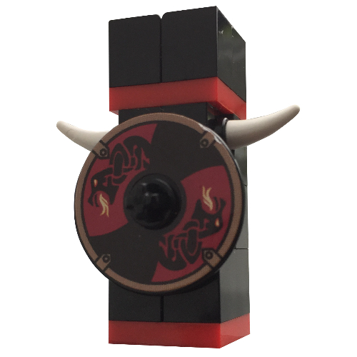 Visuel indicatif Rebrickable de Viking pièce d'échecs rouge tour - collé (Viking Chess Piece Red Rook - Glued)