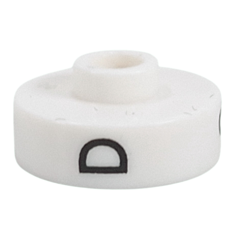Visuel indicatif Rebrickable de Perle pour stylo, ronde courte à bord plat, inscriptions 'D', '2', 'W' (Pen Bead, Round Short, Flat Edge with 'D', '2', 'W' Print)