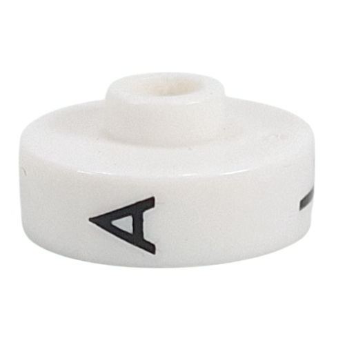 Visuel indicatif Rebrickable de Perle pour stylo, ronde courte à bord plat, inscriptions 'A', 'L', 'K' (Pen Bead, Round Short, Flat Edge with 'A', 'L', 'K' Print)