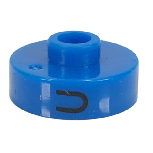 Visuel indicatif Rebrickable de Perle pour stylo, ronde courte à bord plat, inscriptions 'U', '7', 'J' (Pen Bead, Round Short, Flat Edge with 'U', '7', 'J' Print)