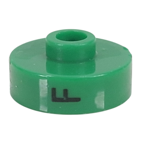 Visuel indicatif Rebrickable de Perle pour stylo, ronde courte à bord plat, inscriptions 'F', '9', 'J' (Pen Bead, Round Short, Flat Edge with 'F', '9', 'J' Print)