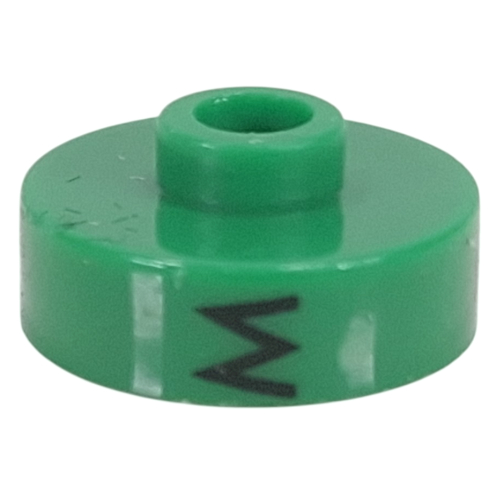 Visuel indicatif Rebrickable de Perle pour stylo, ronde courte à bord plat, inscriptions 'M', '5', 'Q' (Pen Bead, Round Short, Flat Edge with 'M', '5', 'Q' Print)