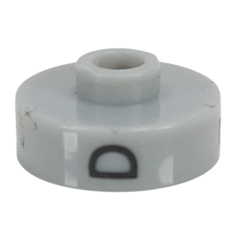 Visuel indicatif Rebrickable de Perle pour stylo, ronde courte à bord plat, inscriptions 'D', '7', 'P' (Pen Bead, Round Short, Flat Edge with 'D', '7', 'P' Print)