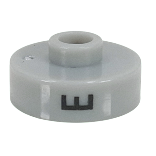 Visuel indicatif Rebrickable de Perle pour stylo, ronde courte à bord plat, inscriptions 'E', '8', 'D' (Pen Bead, Round Short, Flat Edge with 'E', '8', 'D' Print)