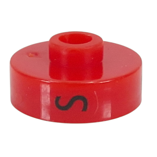 Visuel indicatif Rebrickable de Perle pour stylo, ronde courte à bord plat, inscriptions 'S', '5', 'X' (Pen Bead, Round Short, Flat Edge with 'S', '5', 'X' Print)