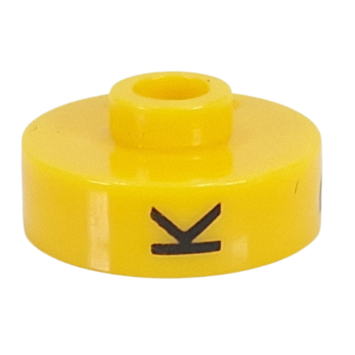 Visuel indicatif Rebrickable de Perle pour stylo, ronde courte à bord plat, inscriptions 'K', '3', 'P' (Pen Bead, Round Short, Flat Edge with 'K', '3', 'P' Print)