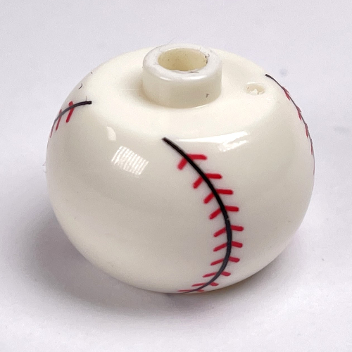 Visuel indicatif Rebrickable de Perle pour stylo, sphérique avec baseball avec motif couture verticale (Pen Bead, Round Orb with Baseball with Vertical Seam Print)